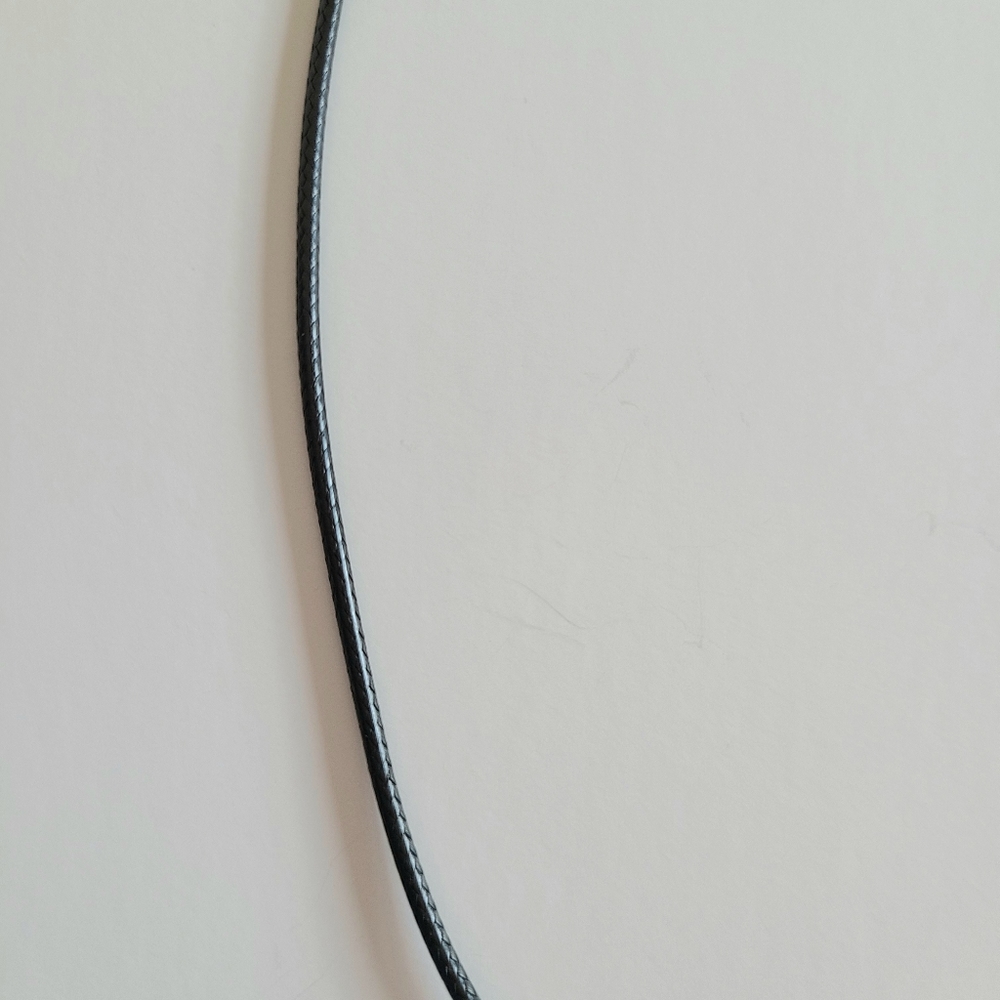 Silver Double Heart Black Faux Leather Cord Necklace - Picture 3 of 6